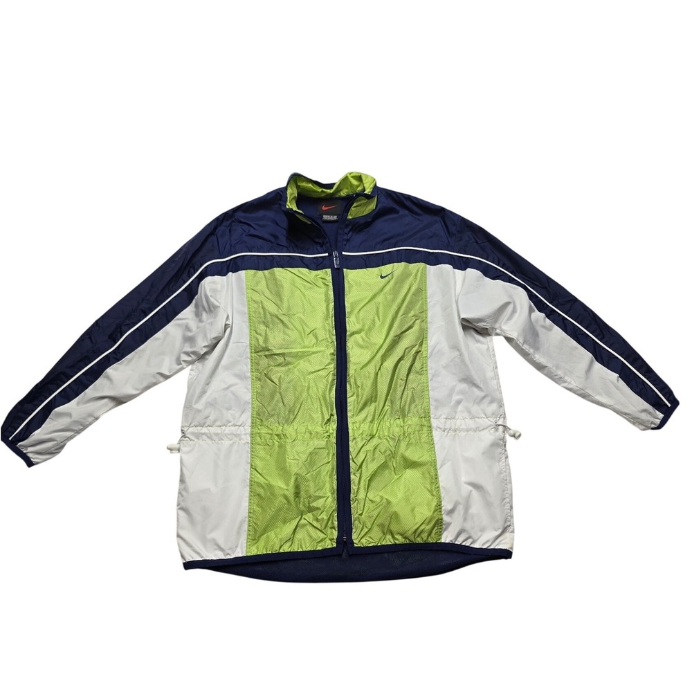 Nike Windbreaker Jacket Colorblock Full Zip Gorpcore Navy Green White Womens M